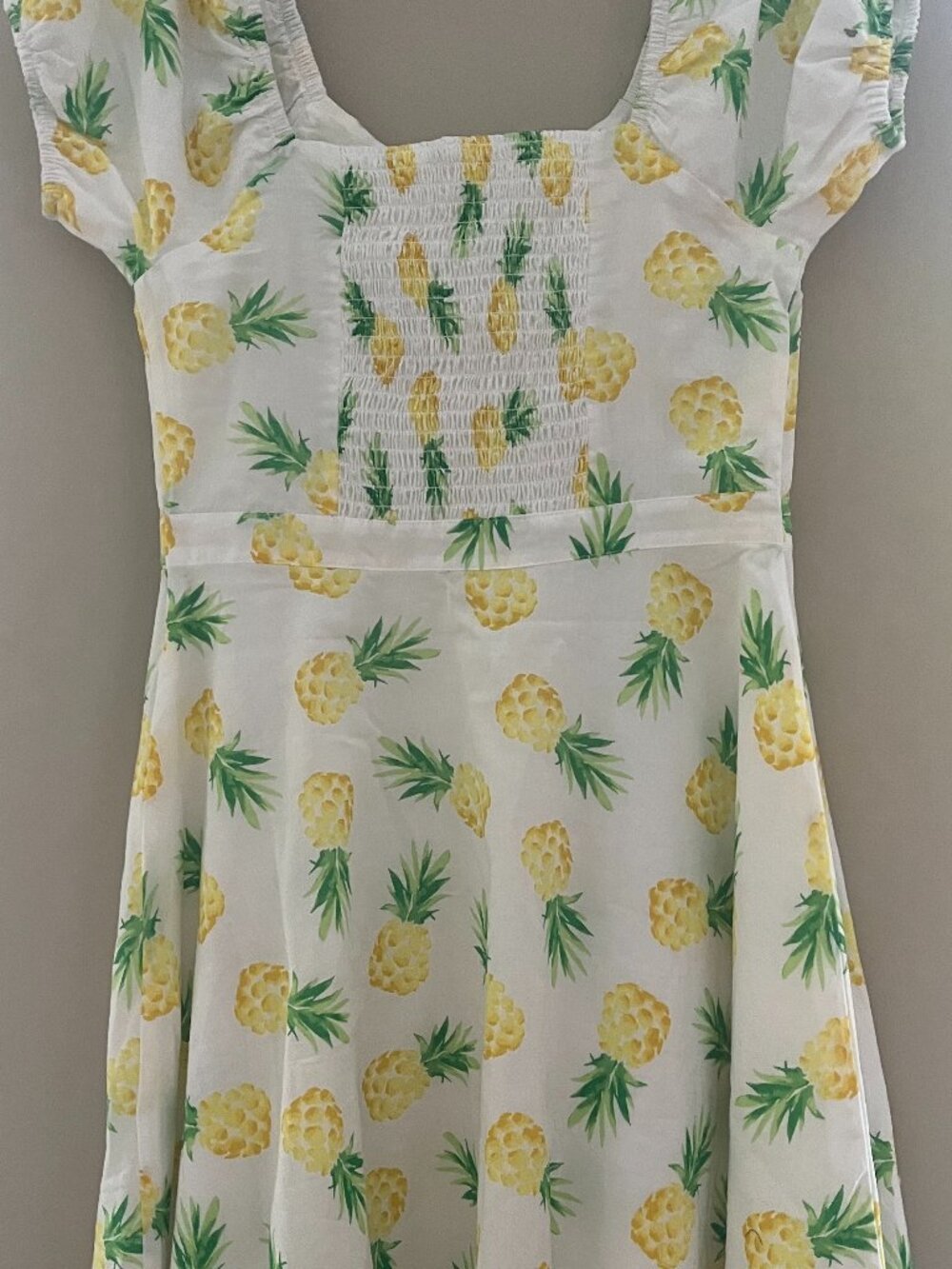 Janie and Jack Girls White Pineapple Lining Dress Short Sleeves Size 10 New